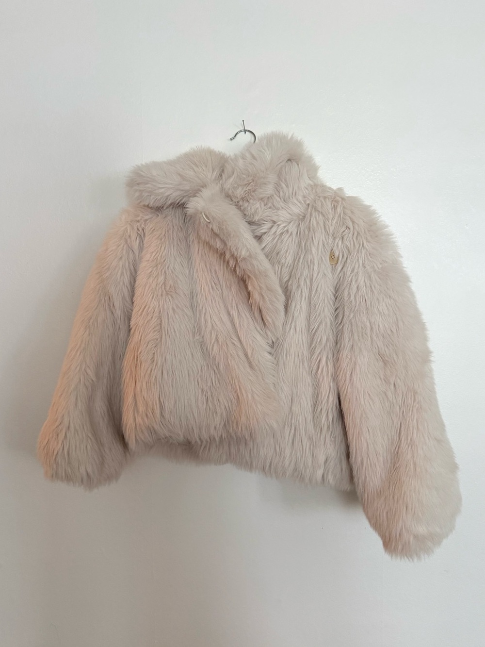 Reversible Goose Down/Faux Fur Jacket in Cream